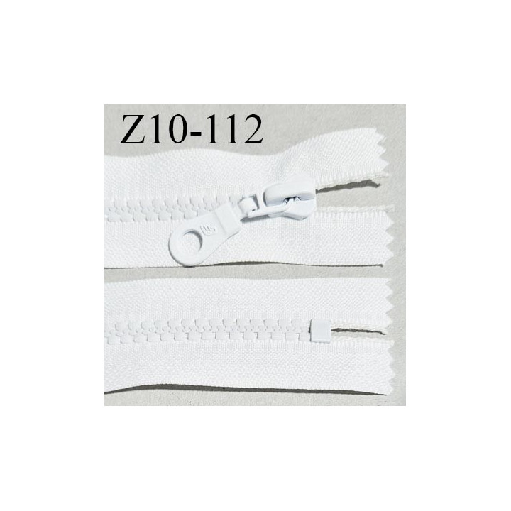 Fermeture zip moulée 10 cm non séparable couleur blanc largeur 3 cm zip 10 cm largeur 6 mm prix au mètre