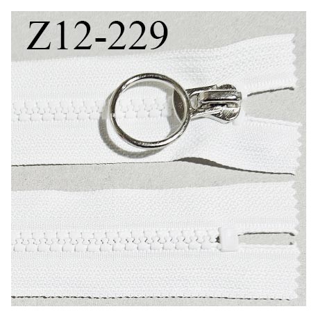 Fermeture zip moulée 12 cm non séparable couleur blanc naturel largeur 3 cm zip nylon 12 cm largeur 5 mm prix au mètre