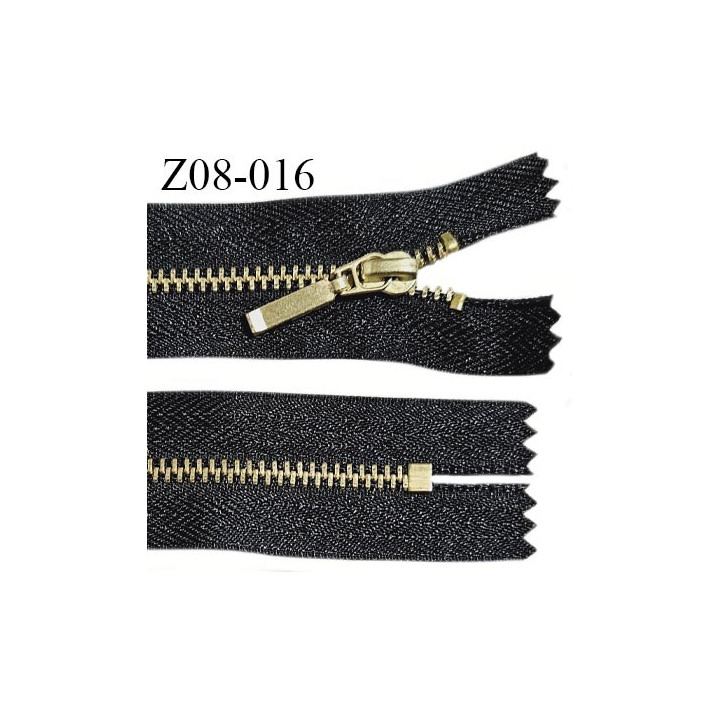 Fermeture zip 8 cm couleur noir non séparable largeur 2.7 cm glissière métal or largeur 4.5 mm longueur 8 cm prix à l'unité