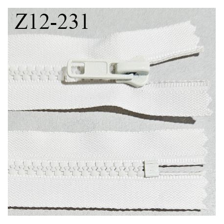 Fermeture zip moulée 12 cm non séparable couleur écru largeur 3 cm zip nylon 12 cm largeur 5 mm prix au mètre