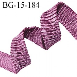 Ruban satin froncé légèrement élastiqué lingerie 15 mm haut de gamme couleur violet clair largeur 15 mm très souple