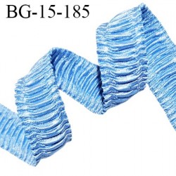 Ruban satin froncé légèrement élastiqué lingerie 15 mm haut de gamme couleur bleu largeur 15 mm très souple prix au mètre