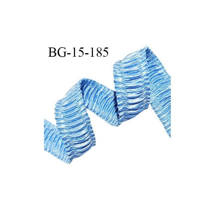 Ruban satin froncé légèrement élastiqué lingerie 15 mm haut de gamme couleur bleu largeur 15 mm très souple prix au mètre