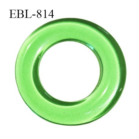 Anneau 14 mm en pvc couleur vert translucide diamètre intérieur 14 mm diamètre extérieur 27 mm épaisseur 3 mm prix à l'unité