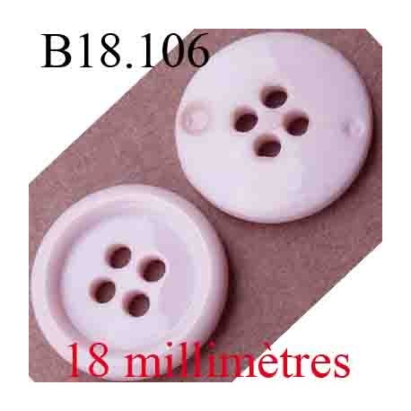 bouton 18 mm couleur rose brillant 4 trous diamètre 18 mm