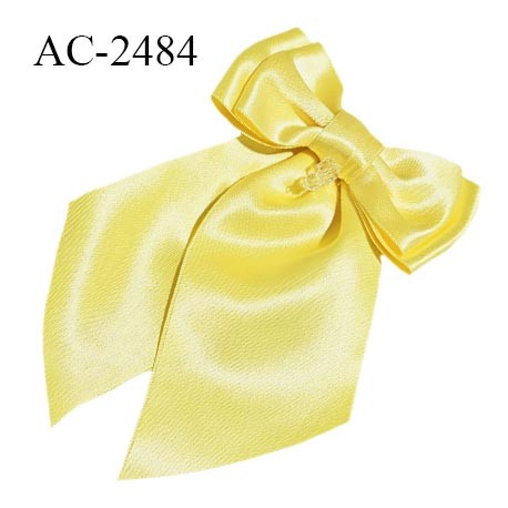 Accessoire décor ornement noeud satin couleur jaune clair largeur 10 cm hauteur totale 17 cm