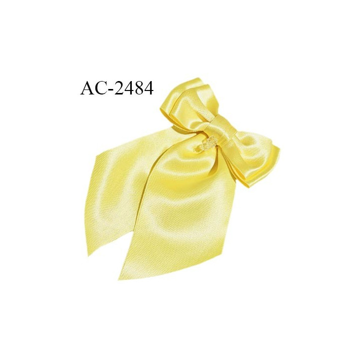 Accessoire décor ornement noeud satin couleur jaune clair largeur 10 cm hauteur totale 17 cm