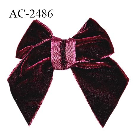 Accessoire décor ornement noeud velours couleur bordeaux largeur 7 cm hauteur totale 8 cm prix à l'unité