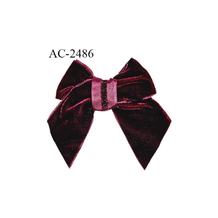 Accessoire décor ornement noeud velours couleur bordeaux largeur 7 cm hauteur totale 8 cm prix à l'unité