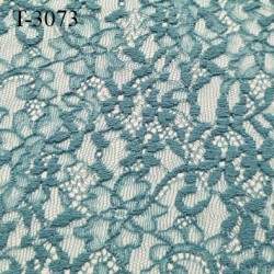 Dentelle brodé  sur tulle extensible couleur bleu vert canard très haut de gamme largeur 135 cm  prix pour 10 centimètres