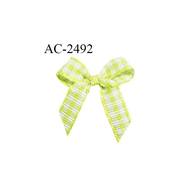 Noeud lingerie 20 mm haut de gamme vichy couleur blanc et vert largeur 20 mm hauteur 20 mm prix à l'unité