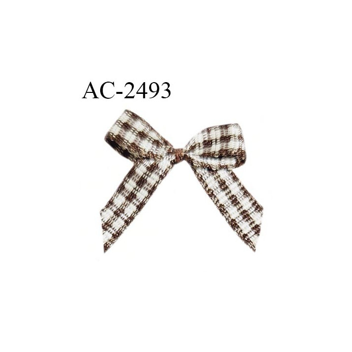 Noeud lingerie 20 mm haut de gamme vichy couleur blanc et marron largeur 20 mm hauteur 20 mm prix à l'unité
