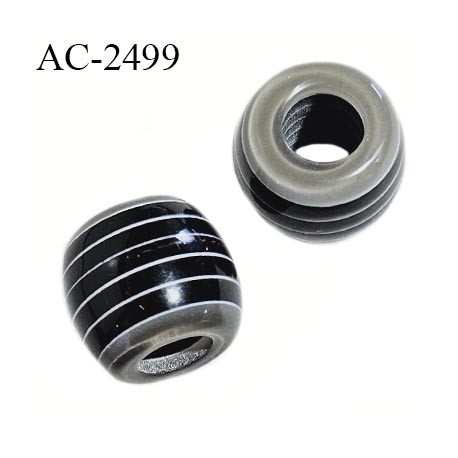 Perle décor couleur gris et noir diamètre extérieur 12 mm diamètre intérieur 6 mm prix à l'unité hauteur 10 mm prix à l'unité