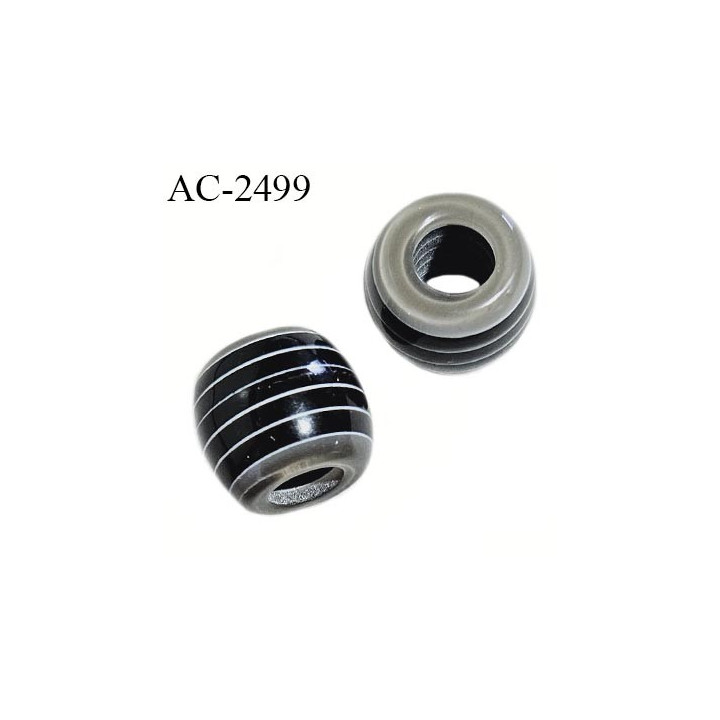 Perle décor couleur gris et noir diamètre extérieur 12 mm diamètre intérieur 6 mm prix à l'unité hauteur 10 mm prix à l'unité