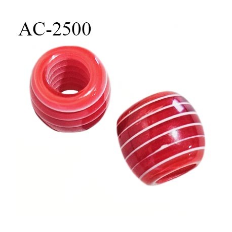 Perle décor couleur rouge et blanc diamètre extérieur 12 mm diamètre intérieur 6 mm prix à l'unité hauteur 10 mm prix à l'unité