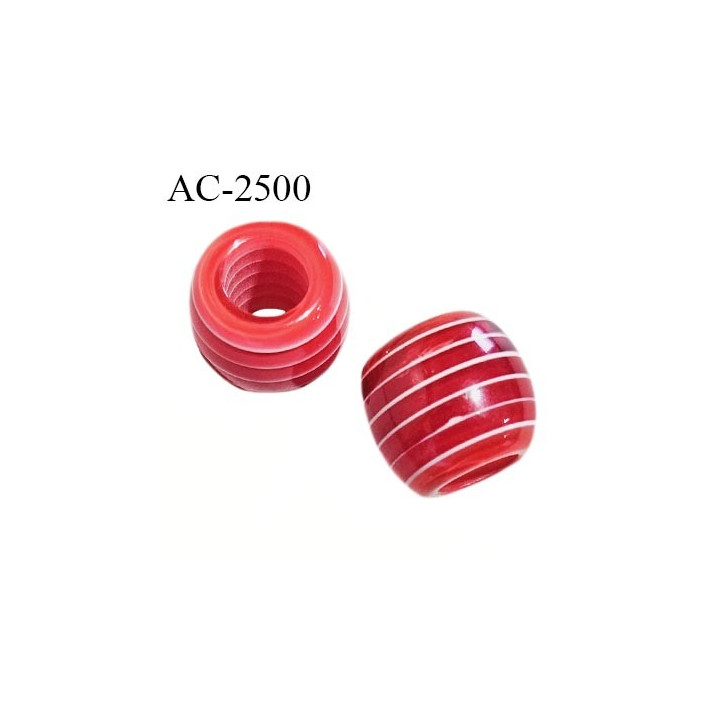 Perle décor couleur rouge et blanc diamètre extérieur 12 mm diamètre intérieur 6 mm prix à l'unité hauteur 10 mm prix à l'unité