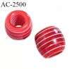Perle décor couleur rouge et blanc diamètre extérieur 12 mm diamètre intérieur 6 mm prix à l'unité hauteur 10 mm prix à l'unité