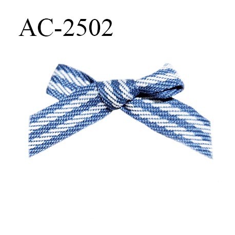 Noeud lingerie 20 mm haut de gamme couleur bleu et blanc largeur 35 mm hauteur 25 mm prix à l'unité