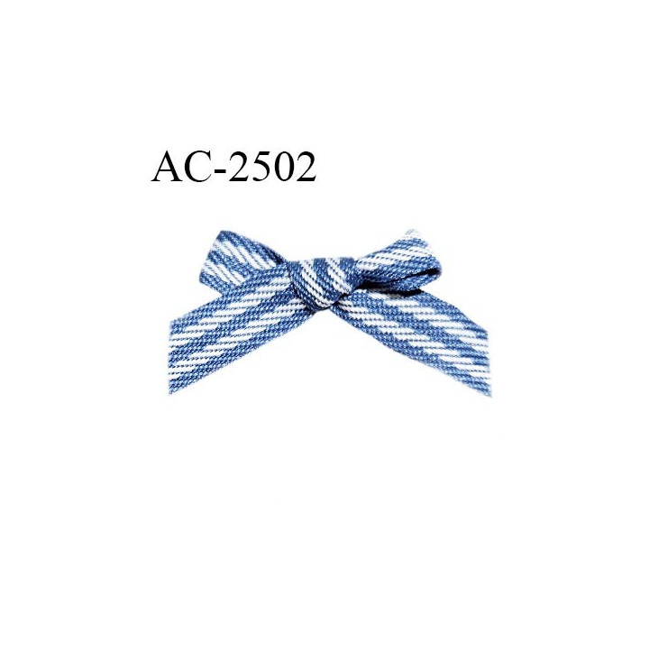 Noeud lingerie 20 mm haut de gamme couleur bleu et blanc largeur 35 mm hauteur 25 mm prix à l'unité