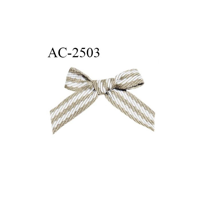 Noeud lingerie 20 mm haut de gamme couleur beige et blanc largeur 35 mm hauteur 25 mm prix à l'unité