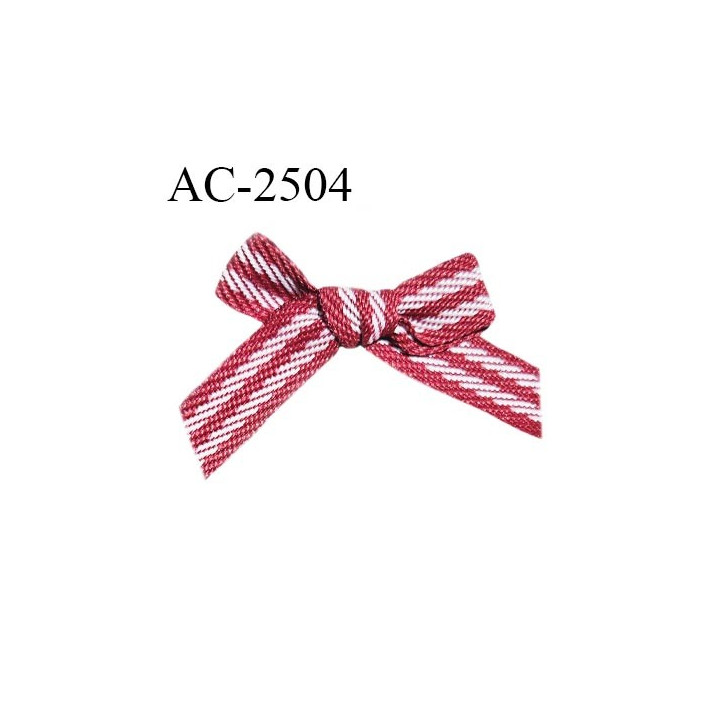 Noeud lingerie 20 mm haut de gamme couleur rouge et blanc largeur 35 mm hauteur 25 mm prix à l'unité