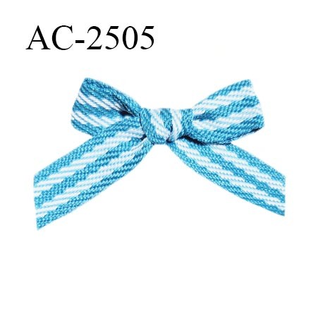 Noeud lingerie 35 mm haut de gamme couleur bleu turquoise et blanc largeur 35 mm hauteur 25 mm prix à l'unité