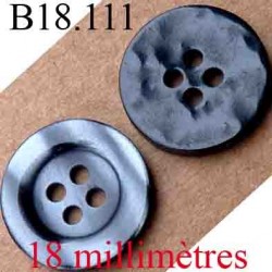 bouton 18 mm couleur noir brillant et gris marbré 4 trous diamètre 18 mm