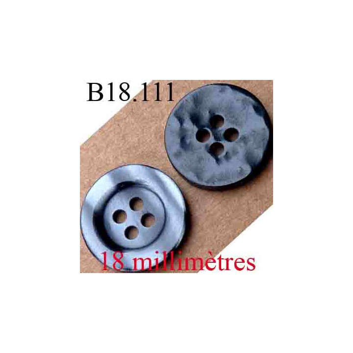 bouton 18 mm couleur noir brillant et gris marbré  4 trous diamètre 18 mm