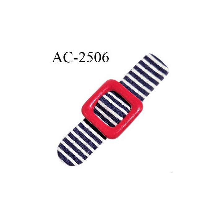 Accessoire décor lingerie 24 mm haut de gamme boucle couleur rouge largeur 24 mm et ruban tissu rayé bleu et blanc