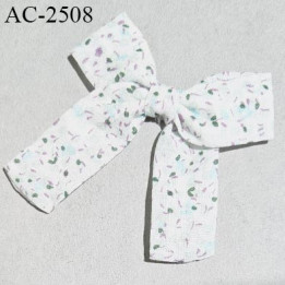 Noeud lingerie 65 mm haut de gamme couleur blanc et liberty bleu vert violet largeur 65 mm hauteur 65 mm prix à l'unité