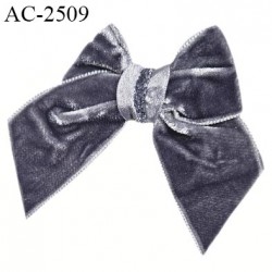 Accessoire décor ornement noeud velours couleur gris largeur 7 cm hauteur totale 8 cm prix à l'unité