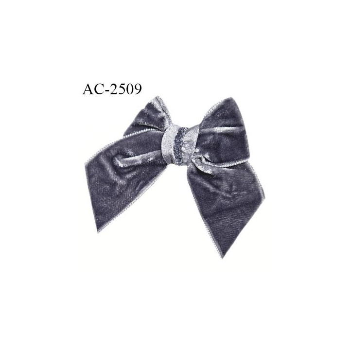 Accessoire décor ornement noeud velours couleur gris largeur 7 cm hauteur totale 8 cm prix à l'unité