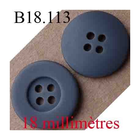 bouton 18 mm couleur gris mat 4 trous diamètre 18 mm