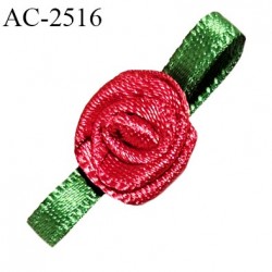 Noeud décor lingerie 25 mm haut de gamme rose rouge avec lien satin vert longueur 25 mm largeur 10 mm prix à l'unité