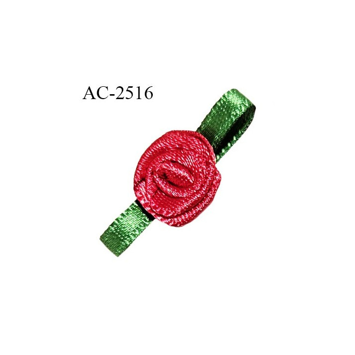 Noeud décor lingerie 25 mm haut de gamme rose rouge avec lien satin vert longueur 25 mm largeur 10 mm prix à l'unité