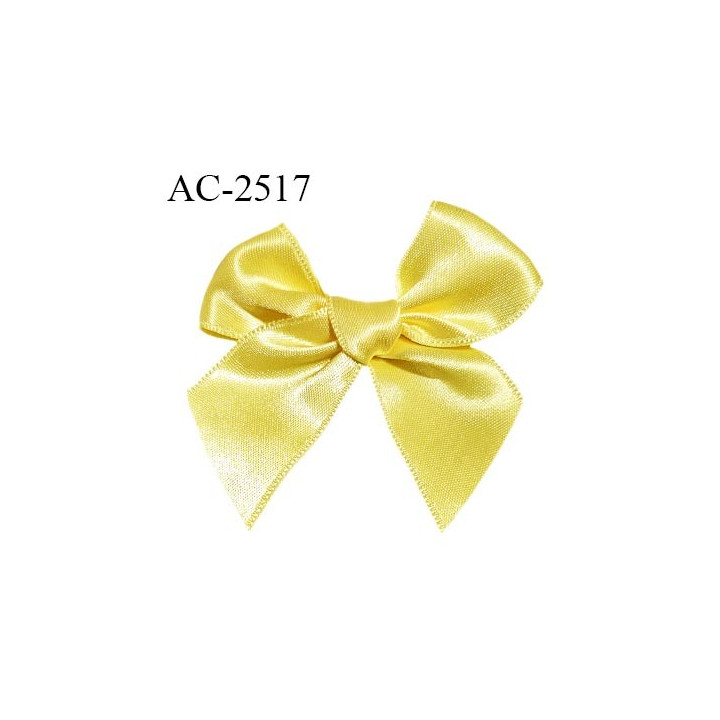 Accessoire décor ornement noeud satin couleur jaune clair largeur 7 cm hauteur 6 cm prix à l'unité