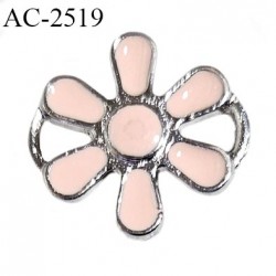 Décor bouton en métal pour lingerie et autres 18 mm haut de gamme fleur rose pâle et argent prix à l'unité