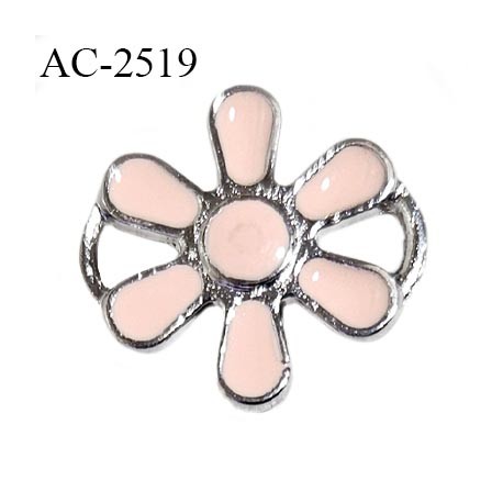 Décor bouton en métal pour lingerie et autres 18 mm haut de gamme fleur rose pâle et argent prix à l'unité