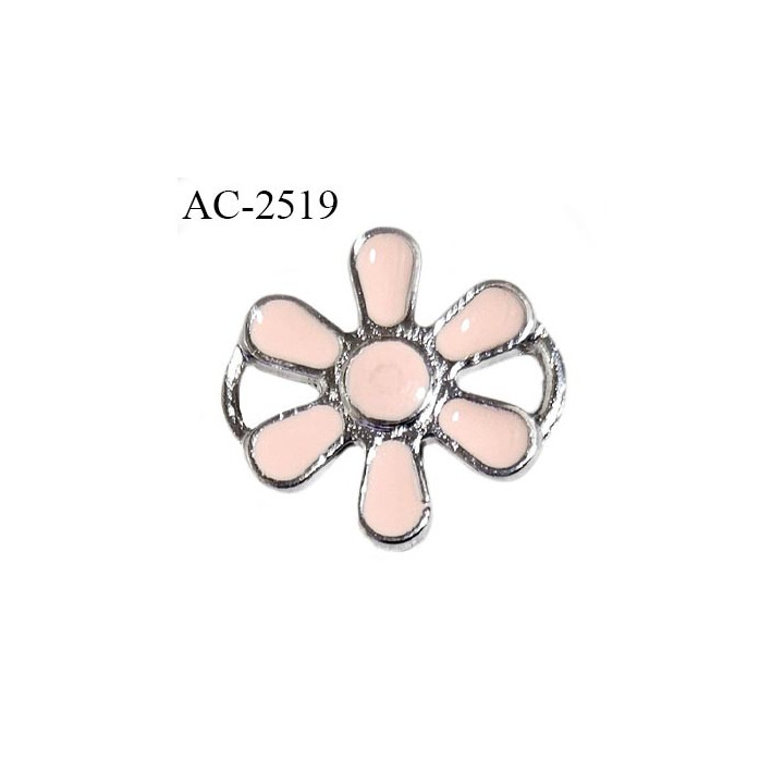 Décor bouton en métal pour lingerie et autres 18 mm haut de gamme fleur rose pâle et argent prix à l'unité