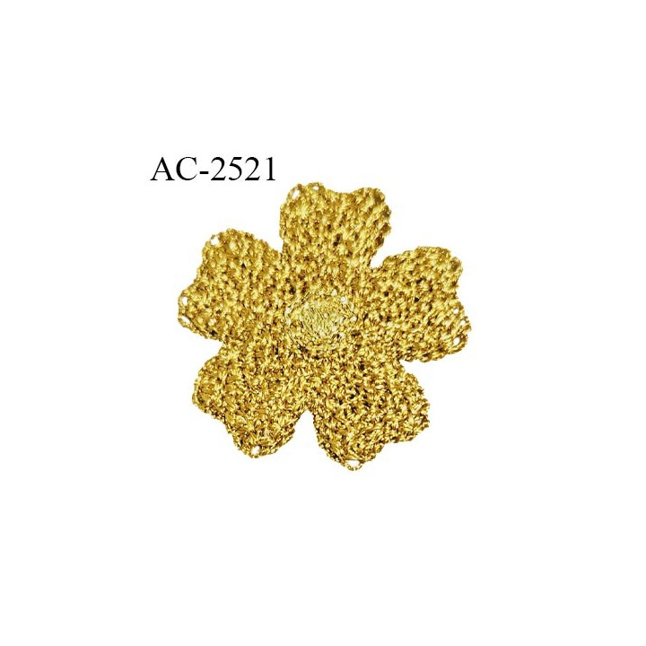 Décor lingerie et autres 25 mm haut de gamme fleur brodée doré avec centre doré longueur 25 mm prix à l'unité