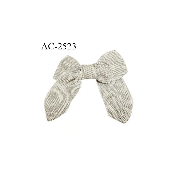 Noeud lingerie 45 mm haut de gamme en coton couleur lin tirant sur le kaki clair largeur 45 mm hauteur 35 mm prix à l'unité