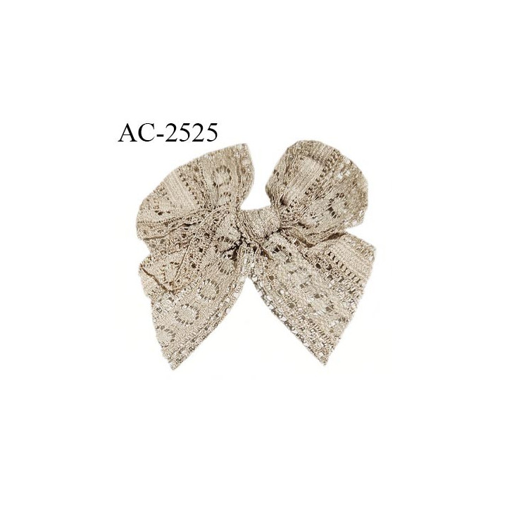 Noeud lingerie 50 mm haut de gamme en dentelle couleur beige taupe largeur 50 mm hauteur 60 mm prix à l'unité