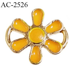 Décor bouton en métal pour lingerie et autres 18 mm haut de gamme fleur orange et doré prix à l'unité