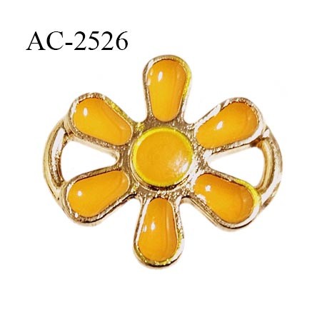 Décor bouton en métal pour lingerie et autres 18 mm haut de gamme fleur orange et doré prix à l'unité