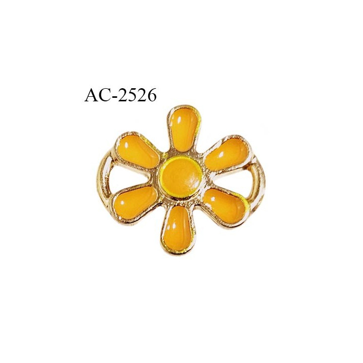 Décor bouton en métal pour lingerie et autres 18 mm haut de gamme fleur orange et doré prix à l'unité
