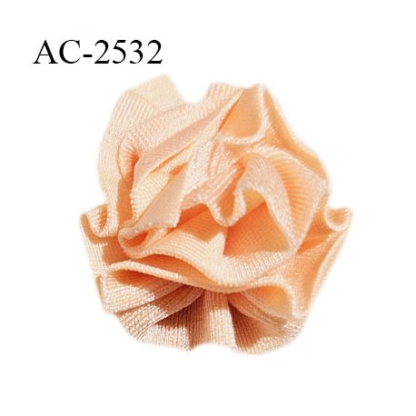 Décor lingerie et autres 25 mm haut de gamme fleur lycra brillant couleur pêche ou saumon diamètre 30 mm prix à l'unité