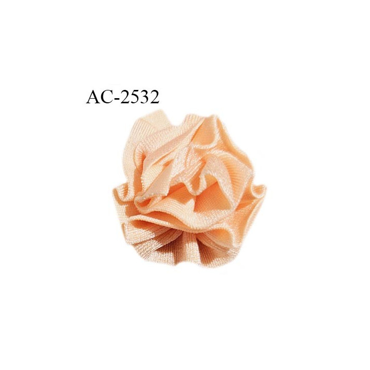 Décor lingerie et autres 25 mm haut de gamme fleur lycra brillant couleur pêche ou saumon diamètre 30 mm prix à l'unité