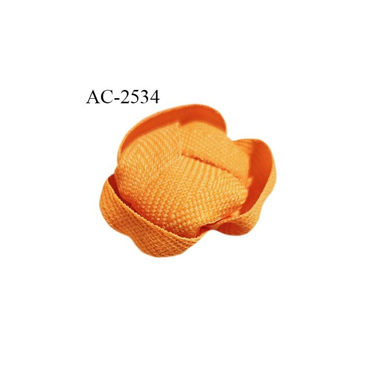 Décor lingerie et autres 30 mm haut de gamme fleur en ruban sergé couleur orange diamètre 30 mm prix à l'unité