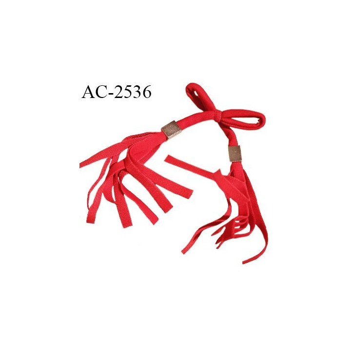 Noeud lingerie 45 mm haut de gamme en lycra avec franges couleur rouge largeur 45 mm hauteur 90 mm prix à l'unité
