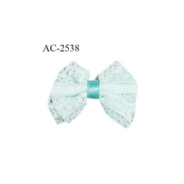 Noeud lingerie 50 mm haut de gamme en dentelle couleur vert opale largeur 50 mm hauteur 40 mm prix à l'unité